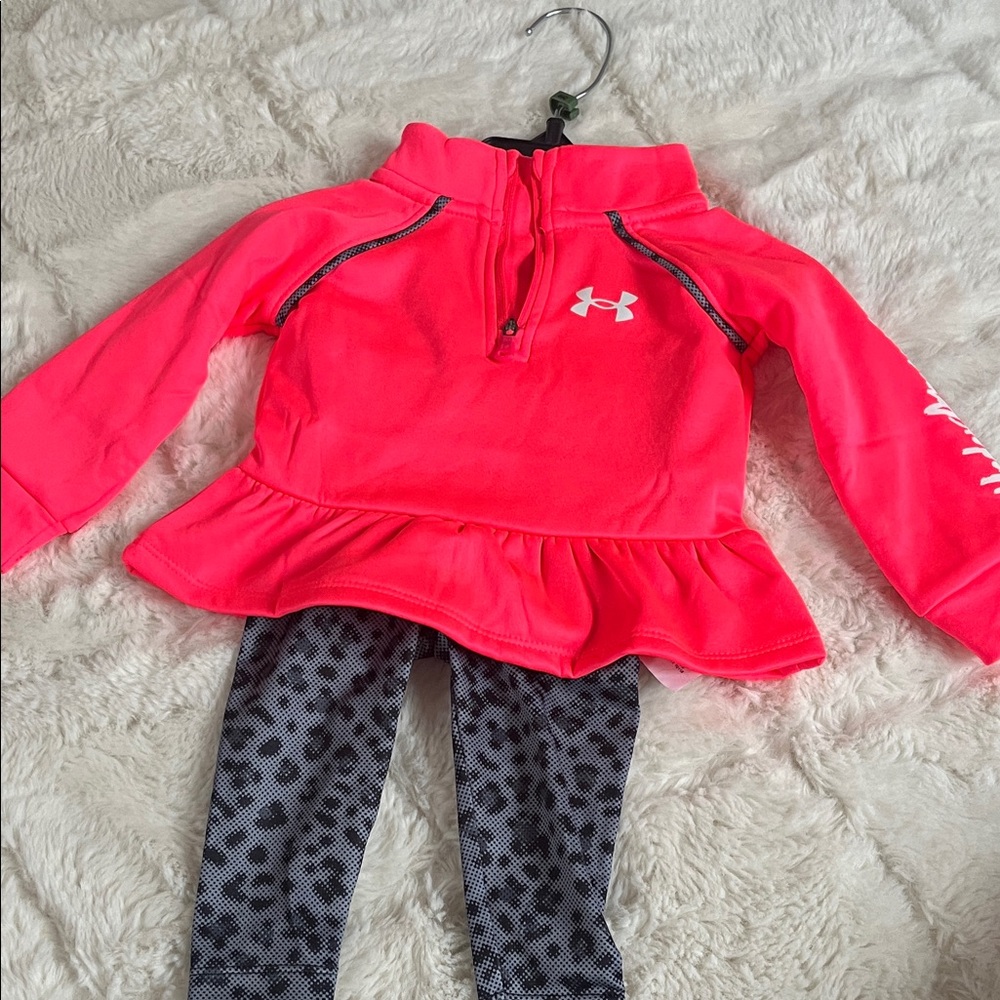 Under Armour Neon Pink Peplum Top with Patterned Leggings